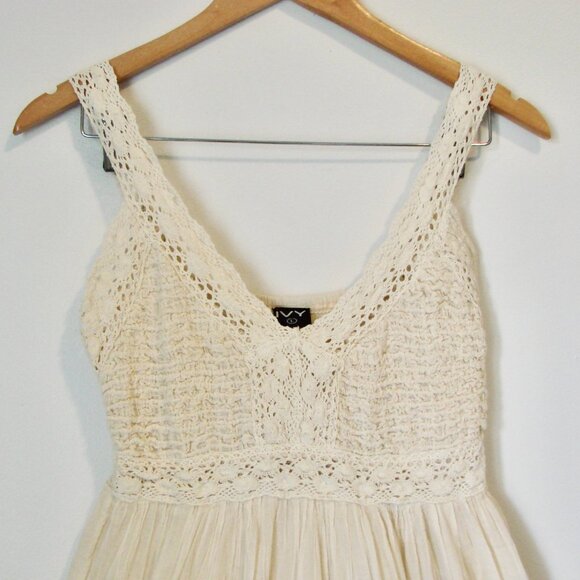 Cream Prairie Maxi Dress Crochet Lace Romantic Boho Coastal Cowgirl Beach Medium - Picture 3 of 16